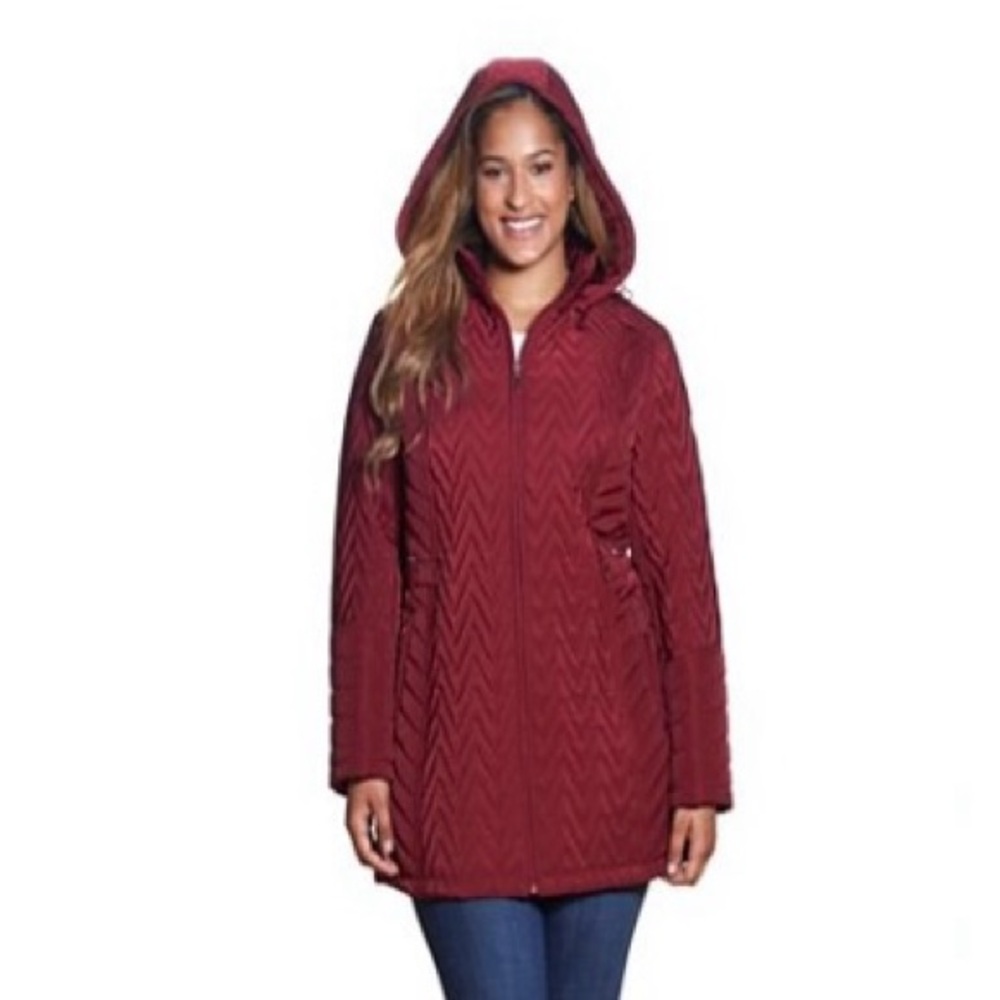(#11)Red Quilted Puffer Coat